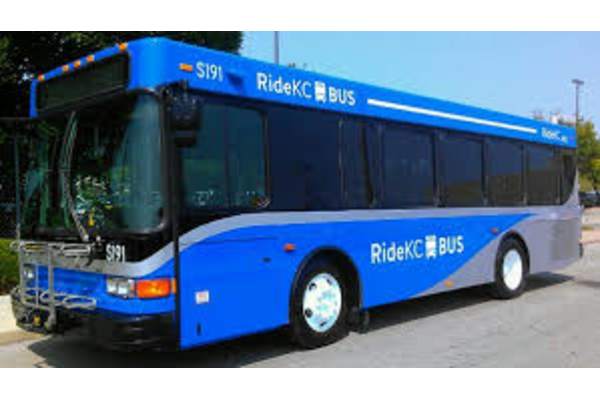 Blue bus at Avia Apartments on College Blvd (Overland Park), Kansas, 66210